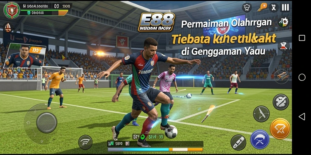 Tampilan gameplay olahraga yang seru dan mendebarkan di E88.