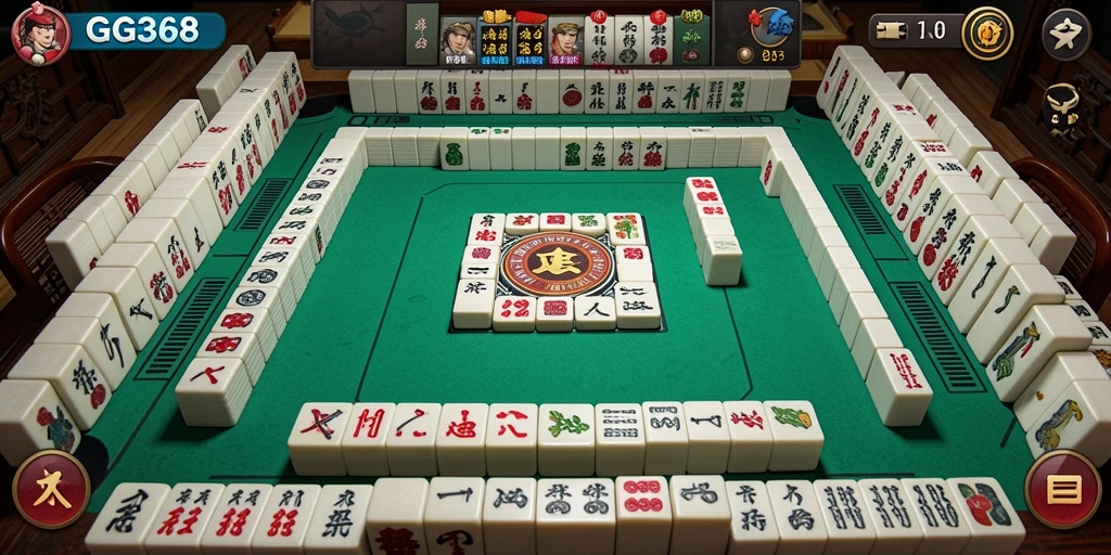Tampilan gameplay menegangkan di GG368 dengan ubin Mahjong.