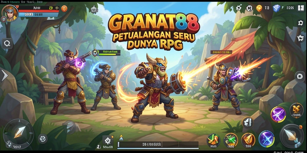 Tangkapan layar GRANAT88 menampilkan aksi pertempuran seru dalam dunia RPG.