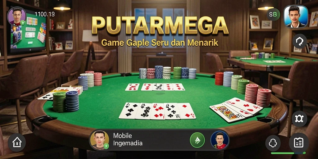 Screenshot gameplay seru dari PUTARMEGA yang menunjukkan aksi Gaple.