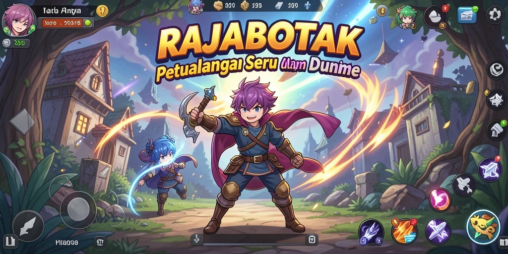 Screenshot RAJABOTAK menampilkan karakter Anime dalam aksi epik.