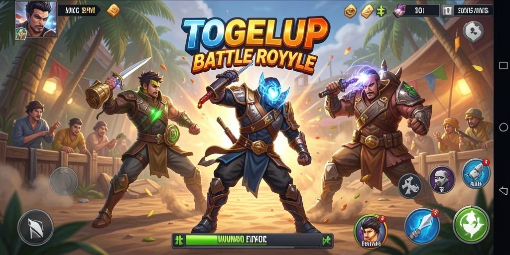 Tampilan gameplay TOGELUP - Pertarungan seru di peta luas.