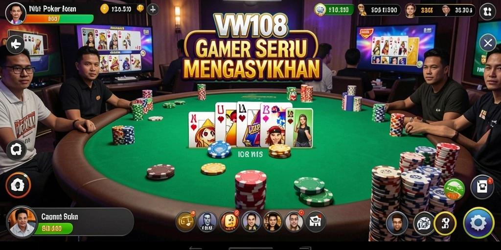 Tampilan gameplay Poker yang mendebarkan dan interaktif.